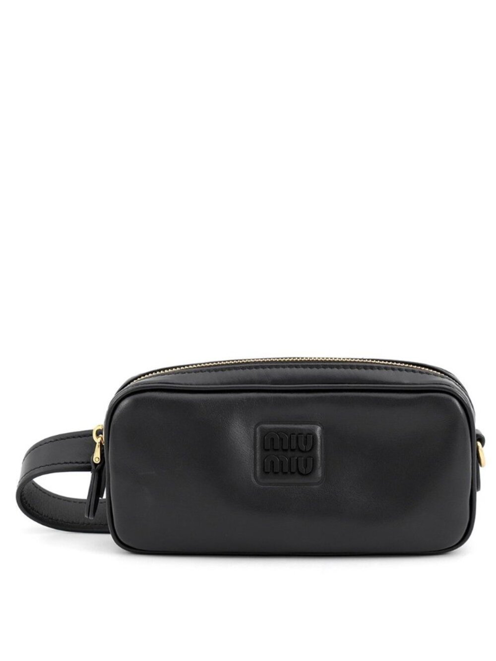 Miu Miu Waist Bag Logo Soft Calfskin Black